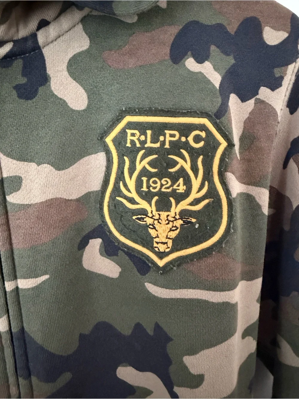 Ralph Lauren Kids Camouflage Lightweight Zipper Hoodie - #67 back patch 6️⃣7️⃣